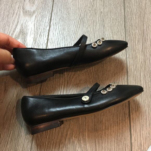 New Sam Edelman Black Embellished Strap Mary Jane Flats Girls Size 13 - Picture 5 of 7